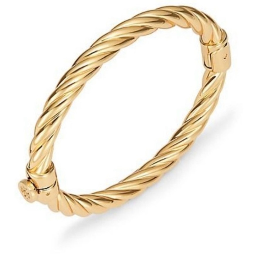 Tory Burch Elegant Gold-Toned Twisted Bangle Bracelet
